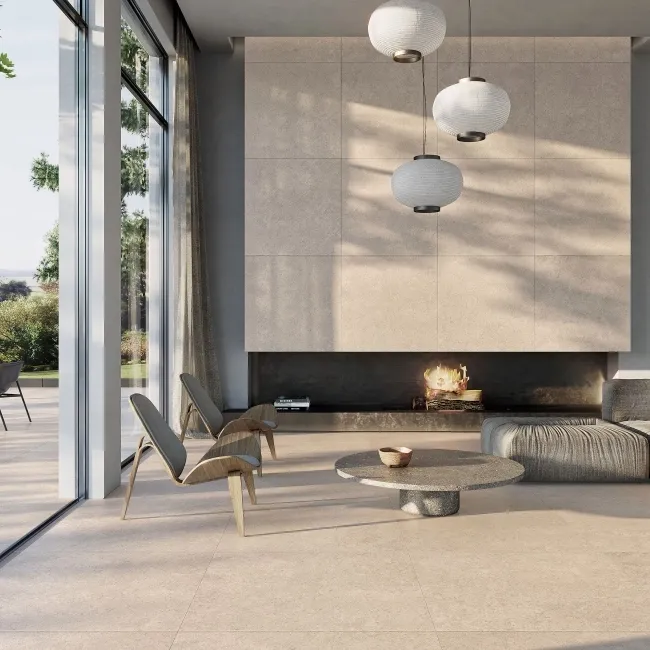 Cluny Sand Stone Effect Large Matt Porcelain Tile 120x120cm