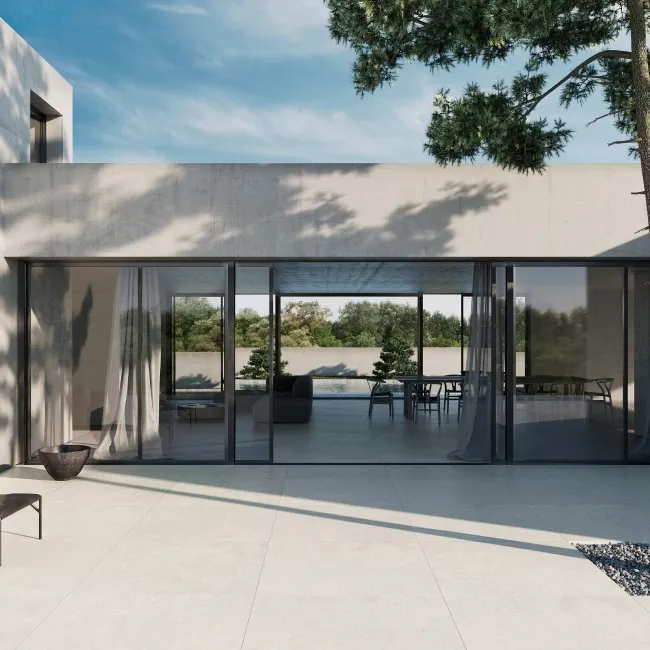 Cluny White Stone Effect Large Matt Porcelain Tile 120x120cm