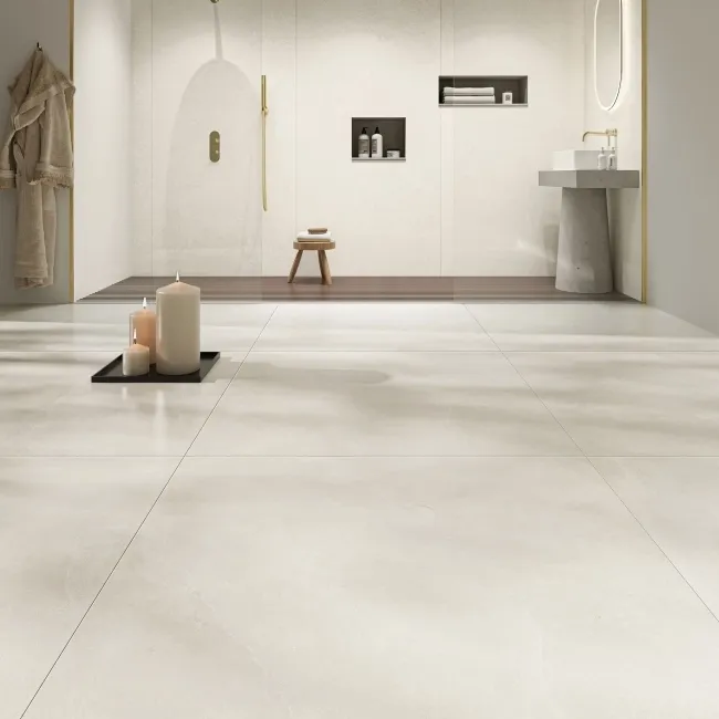 Azuma Rock White Stone Effect Italian Large Matt Porcelain Tile 120x120cm