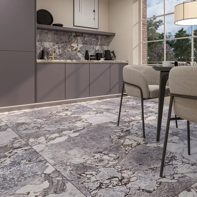 Unico Grey Marble Effect Italian Large Matt Porcelain Tile 120x120cm