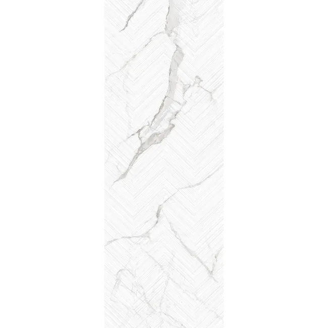 Lumier White Marble Effect Chevron Decor Large Porcelain Slab 275x100cm