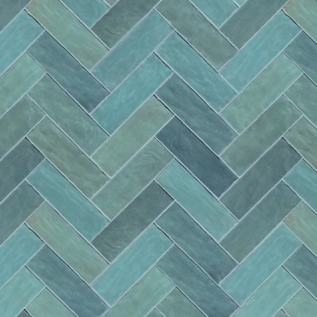 Riad Aqua Brick Effect Gloss Ceramic Wall Tile 20x6.5cm