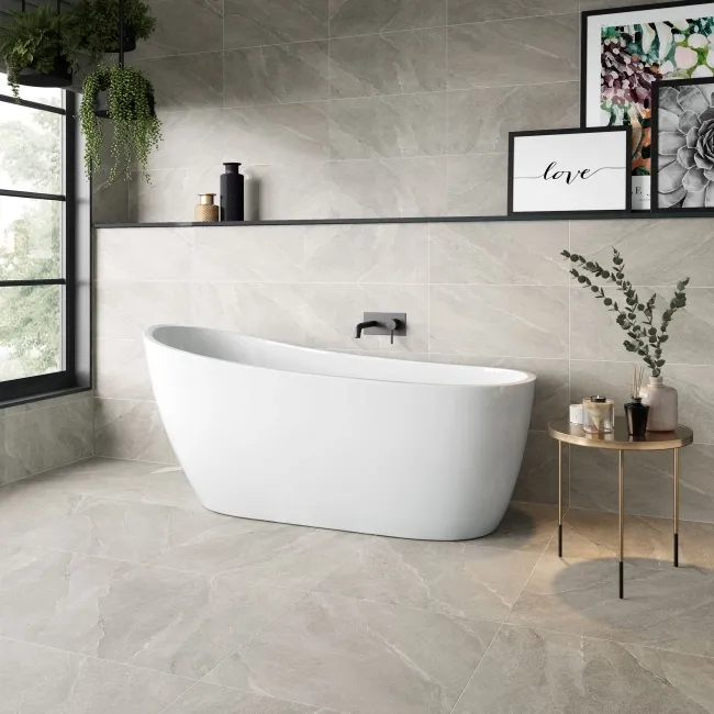Alpen Grey Slate Effect Matt Italian Porcelain Tile 60x60cm
