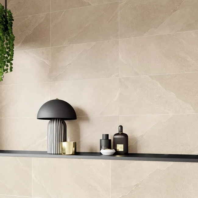 Alpen Beige Slate Effect Matt Italian Porcelain Tile 60x30cm