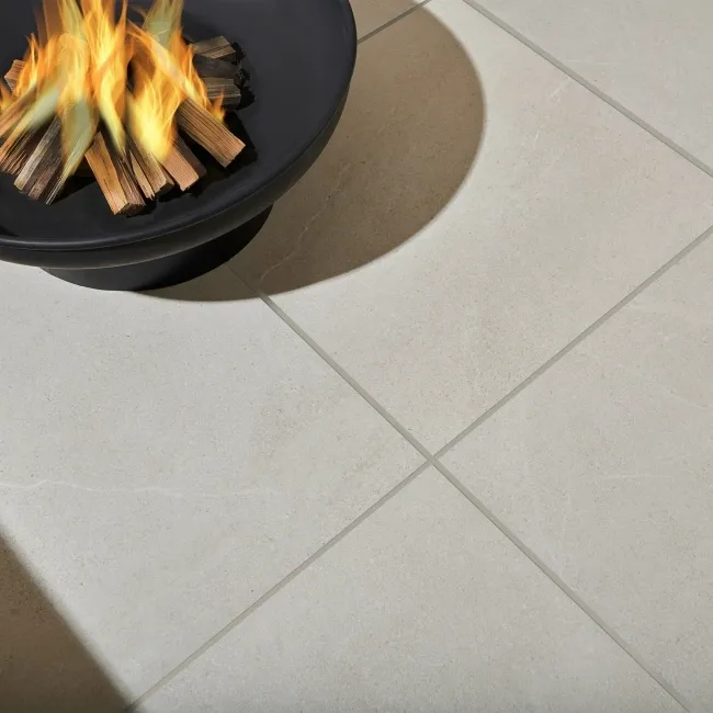 Bellevue Ivory Stone Effect Matt Porcelain Outdoor Paving Tile 59.2x59.2cm