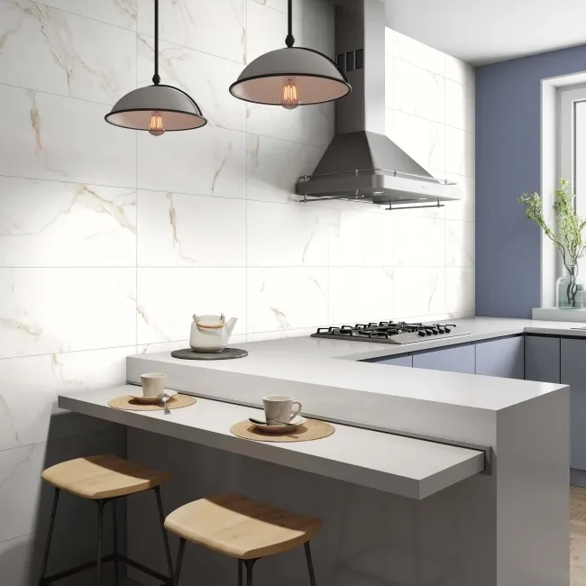 Carrara Gold Matt Marble Effect Porcelain Tile 60x30cm