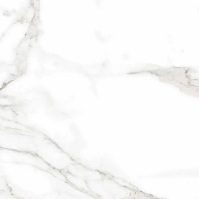 Carrara White Gloss Marble Effect Ceramic Tile 45x45cm