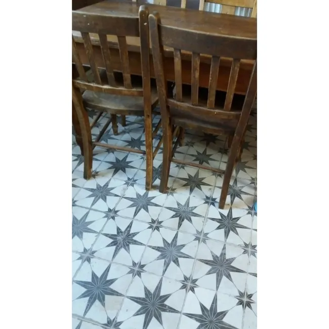 Metropolis Star Patterned Black Ceramic Tile 45x45cm