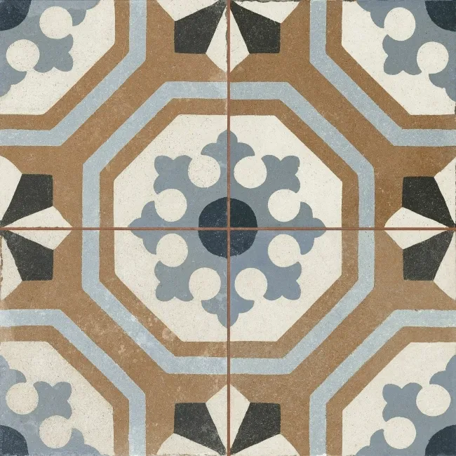 Osborne Blue Victorian Patterned Matt Ceramic Floor Tile 45x45cm