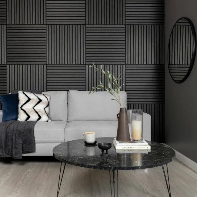 Trepanel® Noir Black Square Acoustic Wood Wall Panels