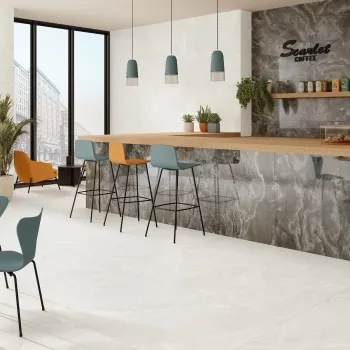 Scarlet White Marble Effect Large Matt Porcelain Tile 99.5x99.5cm