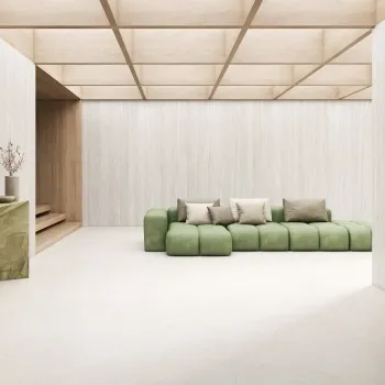 Navona White Travertine Effect Large Matt Porcelain Slab 280x120cm