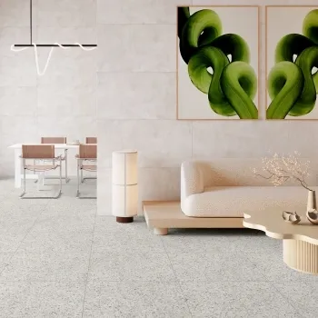 Nadine White Terrazzo Matt Porcelain Tile 60x60cm
