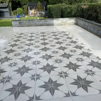 Bellevue Star Decor Ivory Stone Effect Matt Porcelain Outdoor Paving Tile 59.2x59.2cm