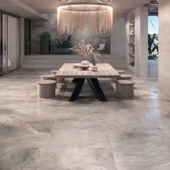 Toscana Greige Stone Effect Large Matt Porcelain Tile 100x100cm
