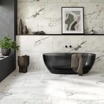 Paonazzetto White Marble Effect Italian Large Matt Porcelain Tile 120x60cm