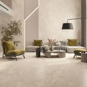 Fame Cream Onyx Marble Effect Large Satin Porcelain Tile 120x120cm