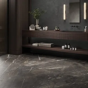 Collemandina Black Marble Effect Italian Large Honed Porcelain Tile 120x120cm