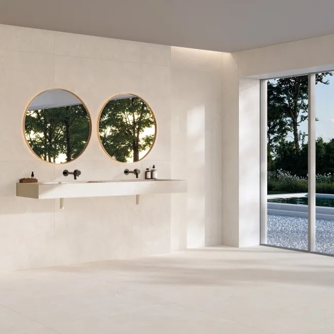 Eden Sand Marble Effect Large Matt Porcelain Tile 100x100cm
