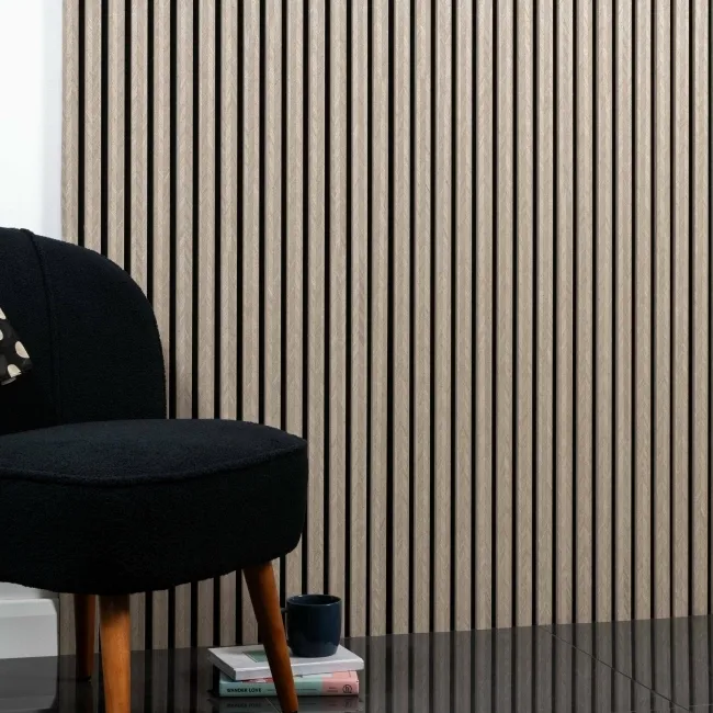 Trepanel® Chevron Hessian Beige Acoustic Wood Wall Panels