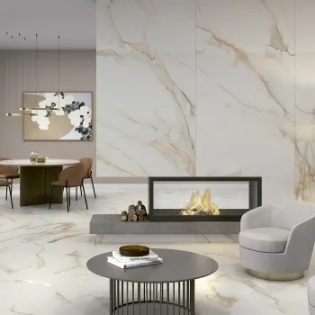 Lumiere Golden Grey Marble Effect Large Polished Porcelain Slab 280x120cm