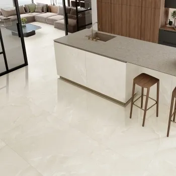 Scarlet Ivory Marble Effect Large Polished Porcelain Tile 98x98cm