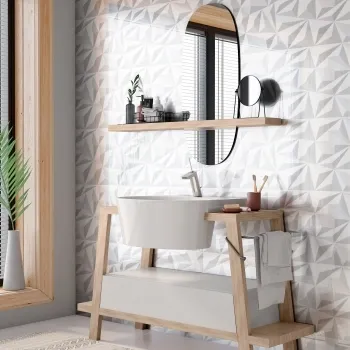 Flat White Decor Gloss Ceramic Wall Tile 90x30cm