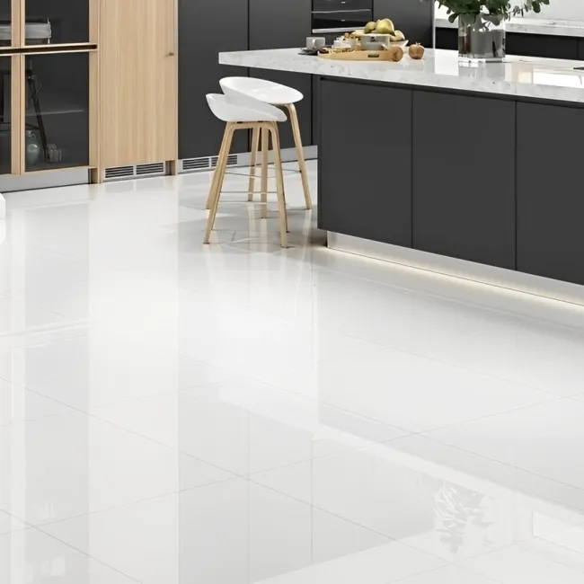 Flat White Gloss Porcelain Tile 60x60cm