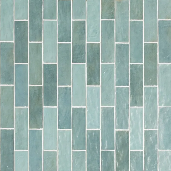 Riad Aqua Brick Effect Gloss Ceramic Wall Tile 20x6.5cm