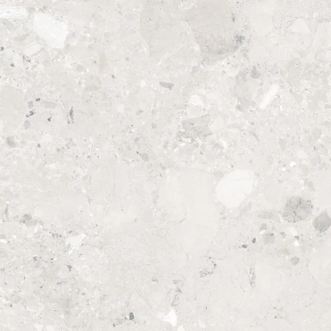 Ura White Terrazzo Effect Large Matt Porcelain Tile 120x120cm