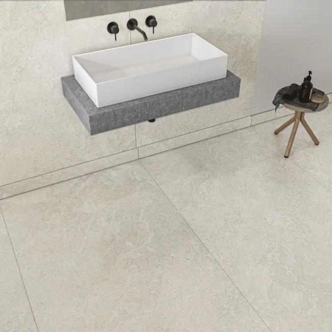 Linen Beige Travertine Effect Structured Matt Porcelain Slabs 180x100cm