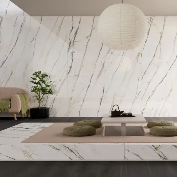 Macha Green Marble Effect Large Matt Porcelain Slab 275x100cm