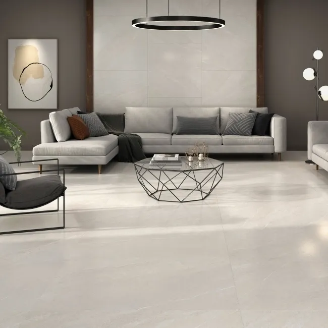 Sakhir Ivory Marble Effect Large Matt Porcelain Tile 99.5x99.5cm