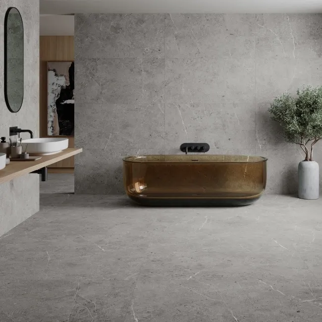 Unika Grey Stone Effect Large Matt Porcelain Tile 120x60cm