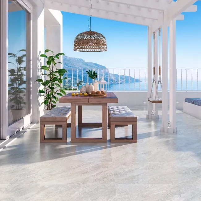 Quartz Stone Effect White Large Anti Slip Porcelain Tile 120x60cm