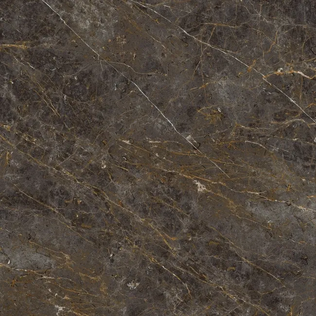 Golden Black Marble Effect Italian Large Polished Porcelain Tile 120x120cm