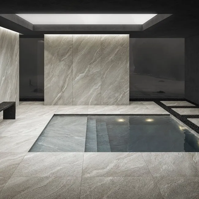 Strond Dolphin Grey Marble Effect Large Matt Porcelain Slab 275x100cm