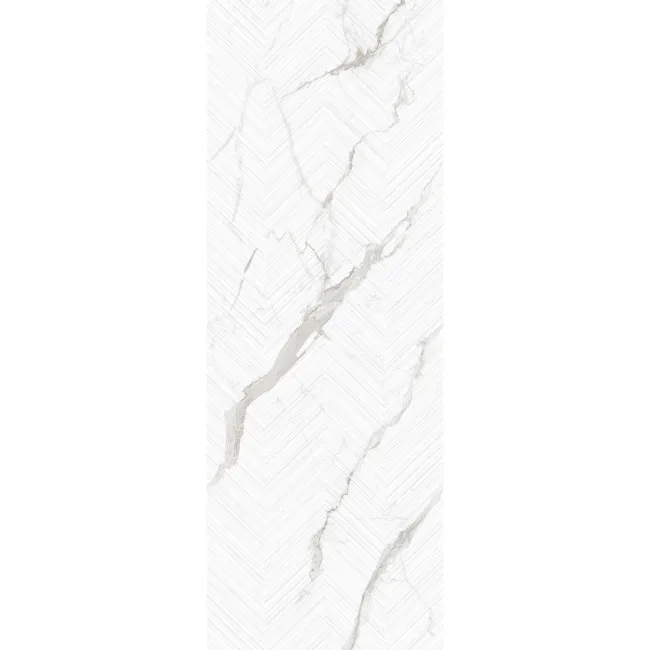Lumier White Marble Effect Chevron Decor Large Porcelain Slab 275x100cm