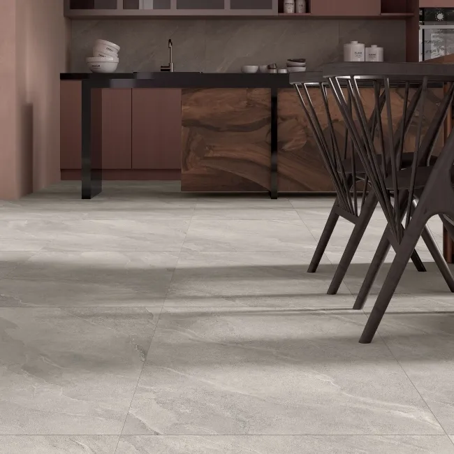 Alpen Grey Slate Effect Matt Italian Porcelain Tile 60x60cm