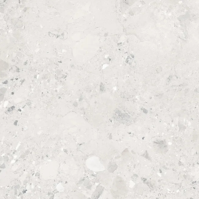 Ura White Terrazzo Effect Large Matt Porcelain Tile 120x120cm