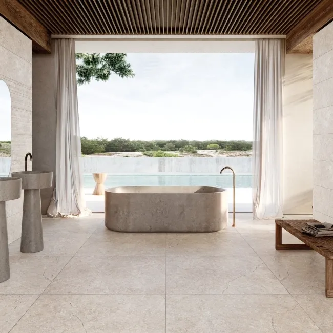 Alchemy Earth Grey Limestone Effect Anti Slip Porcelain Tile 100x100cm