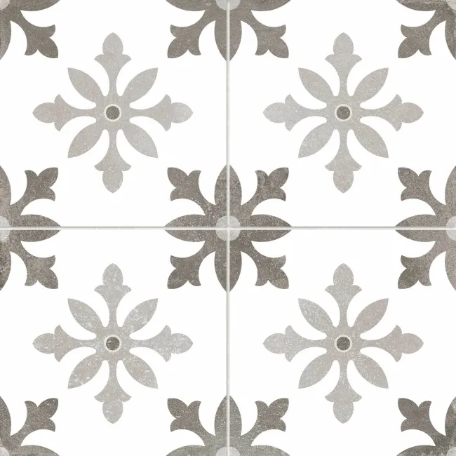 Cornwall Grey Patterned Matt Ceramic Tile 45x45cm