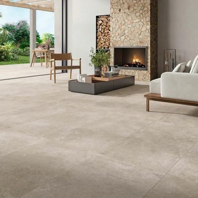 Crassana Beige Concrete Effect Large Anti Slip Porcelain Tile 120x59.5cm