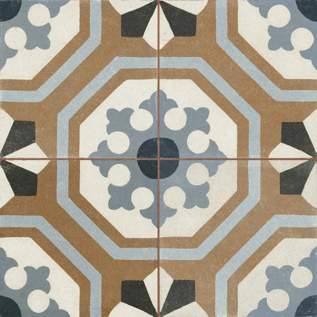 Osborne Blue Victorian Patterned Matt Ceramic Floor Tile 45x45cm