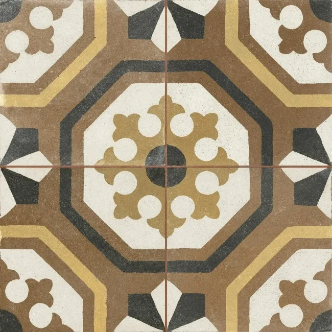 Osborne Maroon Victorian Patterned Matt Ceramic Floor Tile 45x45cm