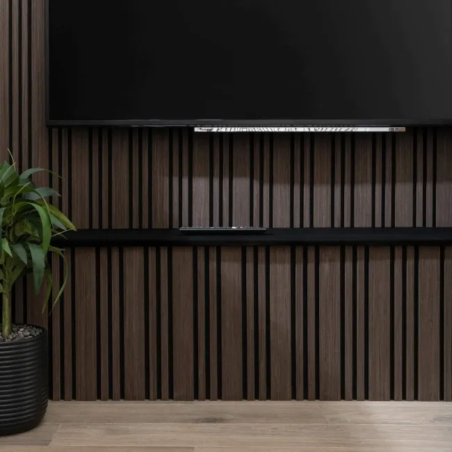 Trepanel Design® Walnut Brown Multi-Width Acoustic Wood Wall Panels