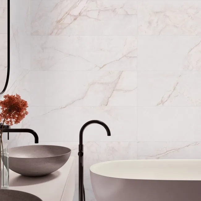 Dahlia Gold Marble Effect Matt Ceramic Wall Tile 100x33.3cm