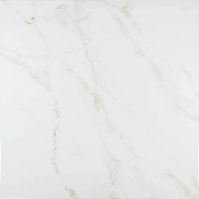 Carrara White Gold Gloss Marble Effect Vitrified Ceramic 605x605 Floor ...
