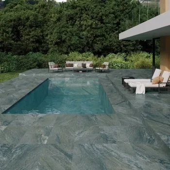 Sagano Ocean Blue Stone Effect Large Matt Porcelain Tile 120x60cm