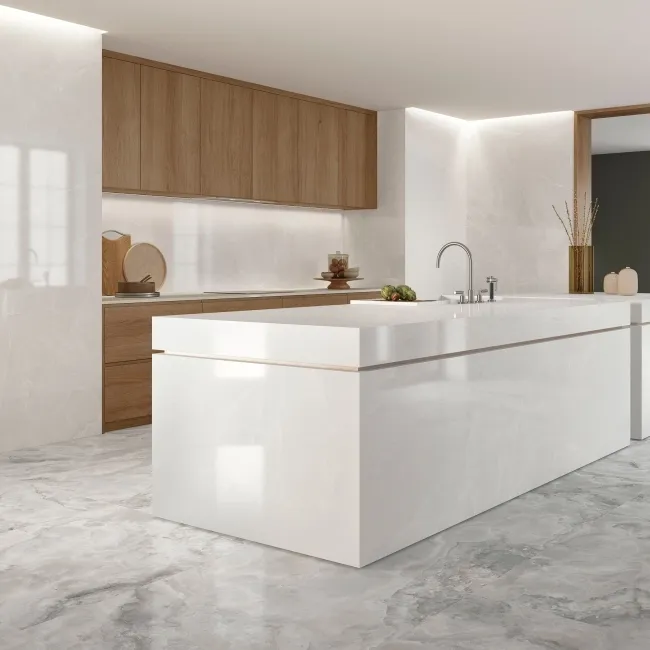 Scarlet White Onyx Marble Effect Large Polished Porcelain Slab 280x120cm